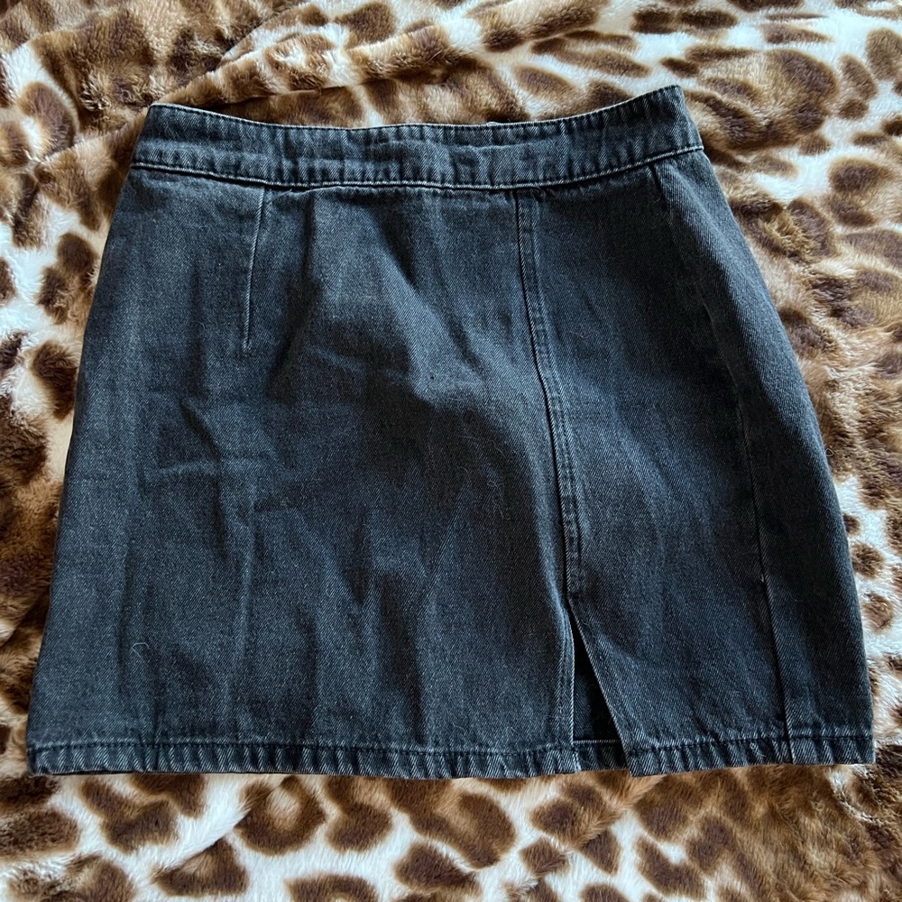 FOREVER 21 Black Jean Mini Skirt with Slit